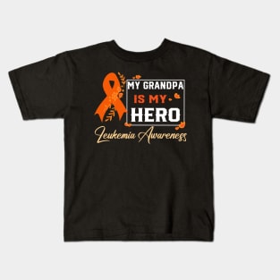 My Grandpa My Hero Leukemia Cancer Leukemia Awareness Ribbon Kids T-Shirt